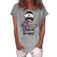 All American Nurse Messy Buns 4Th Of July Physical Therapist Women's Loosen T-shirt Green