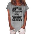 I Am A Lucky Girl I Never Dreamed Im End Up Dating A Perfect Freakin V2 Women's Loosen Crew Neck Short Sleeve T-Shirt Green