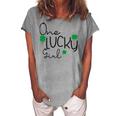 One Lucky Girl Funny St Patrick Day Women's Loosen Crew Neck Short Sleeve T-Shirt Green