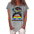 Proud Mom Lgbt Gay Pride Messy Bun Rainbow Lgbtq Women's Loosen T-Shirt Green