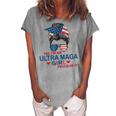 Yes Im An Ultra Maga Girl Proud Of It Usa Flag Messy Bun Women's Loosen T-Shirt Green