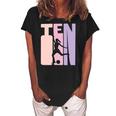 10 Years Soccer Girls Gift 10Th Birthday Football Player Women's Loosen Crew Neck Short Sleeve T-Shirt Black