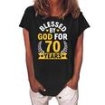 70Th Birthday Man Woman Blessed By God For 70 Years Women's Loosen Crew Neck Short Sleeve T-Shirt Black