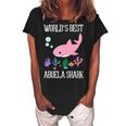 Abuela Grandma Gift Worlds Best Abuela Shark Women's Loosen Crew Neck Short Sleeve T-Shirt Black