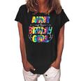 Aunt Of The Birthday Girl Matching Family Tie Dye Women's Loosen Crew Neck Short Sleeve T-Shirt Black
