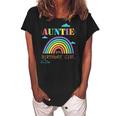 Auntie Of The Birthday Girl Rainbow Theme Matching Family Women's Loosen Crew Neck Short Sleeve T-Shirt Black