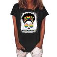 Black Womens Free Mom Hugs Messy Bun Lgbt Pride Rainbow Women's Loosen Crew Neck Short Sleeve T-Shirt Black