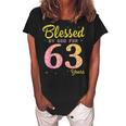 Blessed Birthday By God For 63 Years Old Happy To Me You Mom Women's Loosen Crew Neck Short Sleeve T-Shirt Black