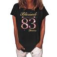 Blessed By God For 83 Years Old Birthday Party Women's Loosen Crew Neck Short Sleeve T-Shirt Black