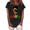 Celebrate Juneteenth Messy Bun Black Women Melanin Pride Women's Loosen Crew Neck Short Sleeve T-Shirt Black