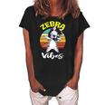 Dabbing Zebra Vibes Zoo Animal Gifts For Men Women Kids Women's Loosen Crew Neck Short Sleeve T-Shirt Black