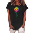 Faith Cross Flower Rainbow Christian Gift Women's Loosen Crew Neck Short Sleeve T-Shirt Black