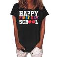 Happy First Day Of School Back To School Teachers Kids Women's Loosen Crew Neck Short Sleeve T-Shirt Black