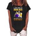 I Just Want To Drink Beer Play Bowling Old Man Funny Quote Women's Loosen Crew Neck Short Sleeve T-Shirt Black