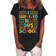 I Survived 180 Days Of School Last Day Of School Teacher V2 Women's Loosen Crew Neck Short Sleeve T-Shirt Black