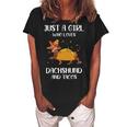 Just A Girl Who Loves Dachshund And Tacos For Dachshund Lovers Women's Loosen Crew Neck Short Sleeve T-Shirt Black