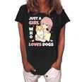 Just A Girl Who Loves Dogs Cute Corgi Lover Outfit & Apparel Women's Loosen Crew Neck Short Sleeve T-Shirt Black