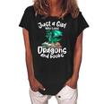 Just A Girl Who Loves Dragons And Books Reading Dragon Women's Loosen Crew Neck Short Sleeve T-Shirt Black
