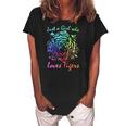 Just A Girl Who Loves Tigers Retro Vintage Rainbow Graphic Women's Loosen Crew Neck Short Sleeve T-Shirt Black