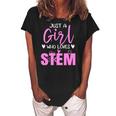Just Girl Who Loves Stem Teacher Women's Loosen Crew Neck Short Sleeve T-Shirt Black