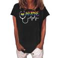 Nurse Rainbow Flag Lgbt Lgbtq Gay Lesbian Bi Pride Ally Women's Loosen Crew Neck Short Sleeve T-Shirt Black