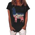 Papa Llama 4Th Of July American Flag Patriotic Dad Father Women's Loosen Crew Neck Short Sleeve T-Shirt Black