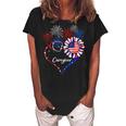 Patriotic Caregiver Sunflower 4Th Of July American Flag Love Women's Loosen Crew Neck Short Sleeve T-Shirt Black