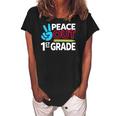 Peace Out 1St Grade Last Day Of School Teacher Girl Boy Women's Loosen Crew Neck Short Sleeve T-Shirt Black
