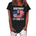 Womens Dog Owner Us Flag 4Th Of July Fathers Day Doberman Dad Women's Loosen Crew Neck Short Sleeve T-Shirt Black