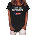 Womens I Love His Firecracker Matching Couple 4Th Of July Wife Gf Women's Loosen Crew Neck Short Sleeve T-Shirt Black