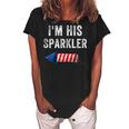 Womens Im His Sparkler His And Her 4Th Of July Matching Couples Women's Loosen Crew Neck Short Sleeve T-Shirt Black