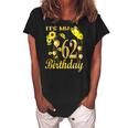 Womens Its My 62Nd Birthday 62 Years Old Girl Sunflower Butterfly Women's Loosen Crew Neck Short Sleeve T-Shirt Black