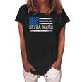 Womens Ultra Maga Us Flag Top American Ultra Mega Women's Loosen Crew Neck Short Sleeve T-Shirt Black