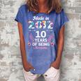 10 Years Old Gifts 10Th Birthday Born In 2012 Women Girls V2 Women's Loosen Crew Neck Short Sleeve T-Shirt Blue