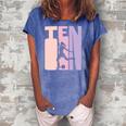 10 Years Soccer Girls Gift 10Th Birthday Football Player Women's Loosen Crew Neck Short Sleeve T-Shirt Blue