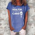 Business Card Realtor Real Estate S For Women Women's Loosen Crew Neck Short Sleeve T-Shirt Blue