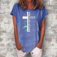 Christian Cross Bible Faith Quote John 316 Women's Loosen Crew Neck Short Sleeve T-Shirt Blue
