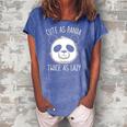 Cute As Panda Twice As Lazy Funny Bear Lovers Activists Women's Loosen Crew Neck Short Sleeve T-Shirt Blue