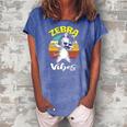 Dabbing Zebra Vibes Zoo Animal Gifts For Men Women Kids Women's Loosen Crew Neck Short Sleeve T-Shirt Blue