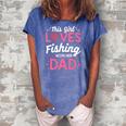 Daughter Fishing Dad Daughter Matching Fishing Women's Loosen Crew Neck Short Sleeve T-Shirt Blue