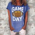 Football Player Vintage Game Day Women's Loosen Crew Neck Short Sleeve T-Shirt Blue