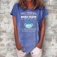 Forget Mama Bear Funny Im A Mama Shark Novelty Gift Women's Loosen Crew Neck Short Sleeve T-Shirt Blue