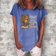 Fully Vaccinated By The Blood Of Jesus Cross Faith Christian Women's Loosen Crew Neck Short Sleeve T-Shirt Blue