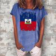 Haiti Flag Vintage Men Women Kids Haiti Women's Loosen Crew Neck Short Sleeve T-Shirt Blue