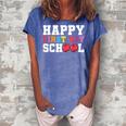 Happy First Day Of School Back To School Teachers Kids Women's Loosen Crew Neck Short Sleeve T-Shirt Blue