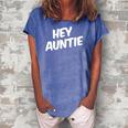 Hey Auntie Family Matching Gift Women's Loosen Crew Neck Short Sleeve T-Shirt Blue