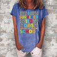 I Survived 180 Days Of School Last Day Of School Teacher V2 Women's Loosen Crew Neck Short Sleeve T-Shirt Blue