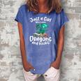 Just A Girl Who Loves Dragons And Books Reading Dragon Women's Loosen Crew Neck Short Sleeve T-Shirt Blue