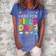 Just Here For Field Day 2022 Teacher Kids Summer Women's Loosen Crew Neck Short Sleeve T-Shirt Blue