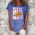 Kids 6 Years Old Cute Sloth Birthday Girl 6Th B-Day Women's Loosen Crew Neck Short Sleeve T-Shirt Blue